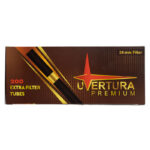 Tuburi pentru țigarete Uvertura Premium Brown, filtru 24 mm, inel auriu – 200 buc/cutie. - imagine 2