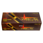 Tuburi pentru țigarete Uvertura Premium Brown, filtru 24 mm, inel auriu – 200 buc/cutie. - imagine 3